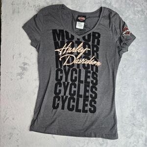 Harley-Davidson Small Women's Grey V-Neck T-Shirt